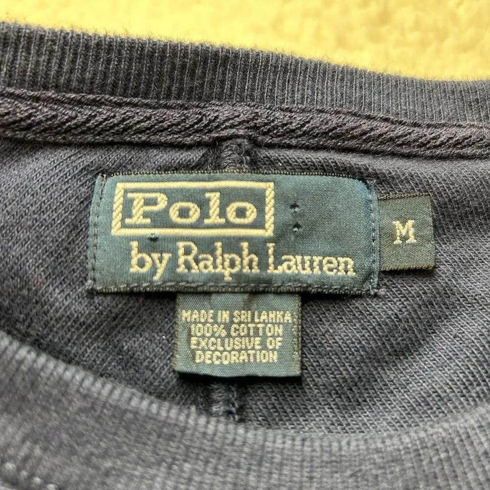 Vintage Polo Ralph Lauren Sweatshirt Men's Size M Color Block Crest Striped Logo